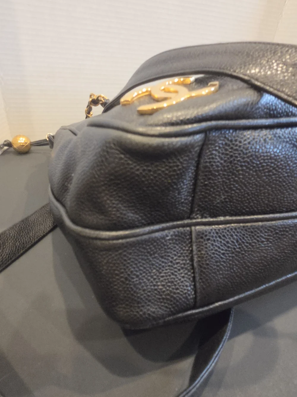 Chanel Black Leather Chain-Handle Shoulder Bag